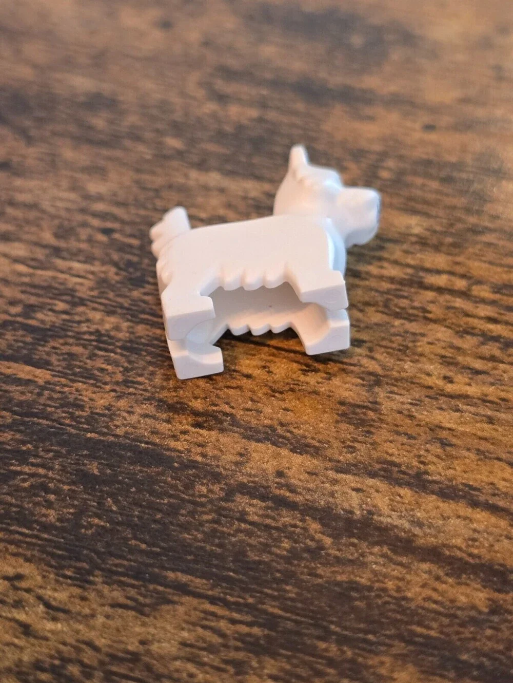 LEGO - Animal, Dog Terrier with Black Eyes and Nose and Pink Tongue - White